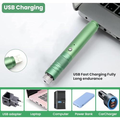 Climberty® USB Rechargeable Green Laser Light 1000m High Power Beam for Presentation Stargazing Hiking Portable Pointer for Teachers Outdoors and Pets 2 PCS Climberty® USB Rechargeable Green Laser Light 1000m High Power Beam for Presentation Stargazing Hiking Portable Pointer for Teachers Outdoors and Pets 2 PCS